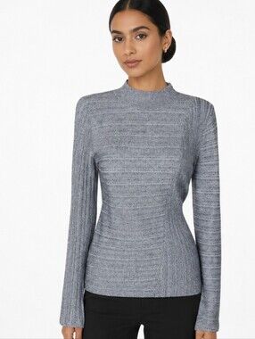 INC International Concepts Silver Metallic Asymmetrical Top Size XL
